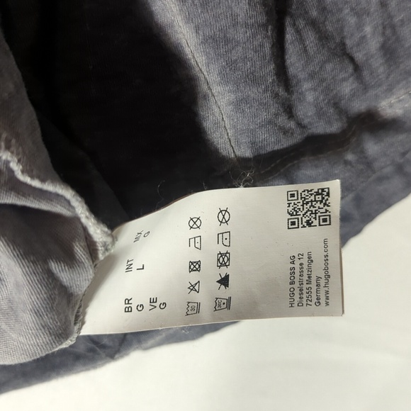 Hugo Boss Orange Label Mens Size Large Grey Distressed Long Sleeve Shirt - Picture 6 of 7